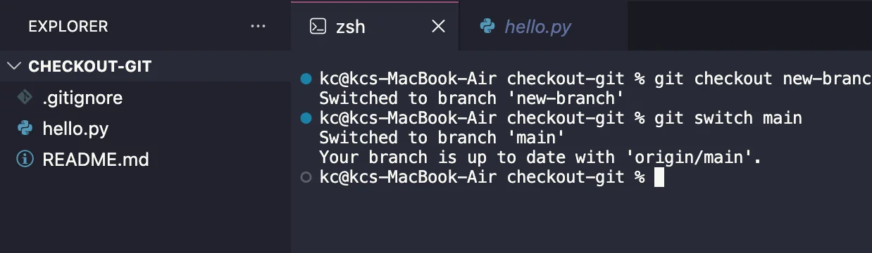 git checkout and git switch