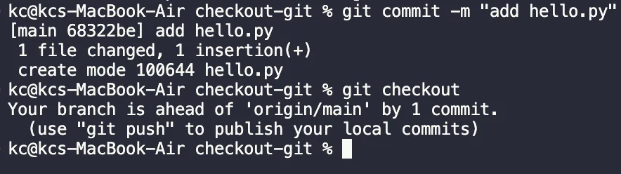 git commit and git checkout